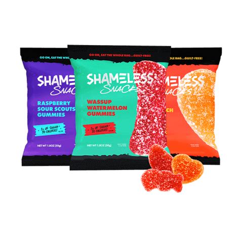 shameless snacks|low sugar gummy snacks.